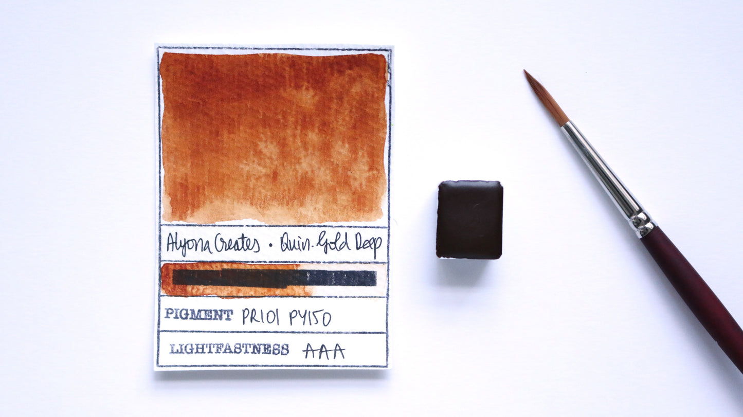 Handmade Watercolour, Half Pan, Quinacridone Gold Deep