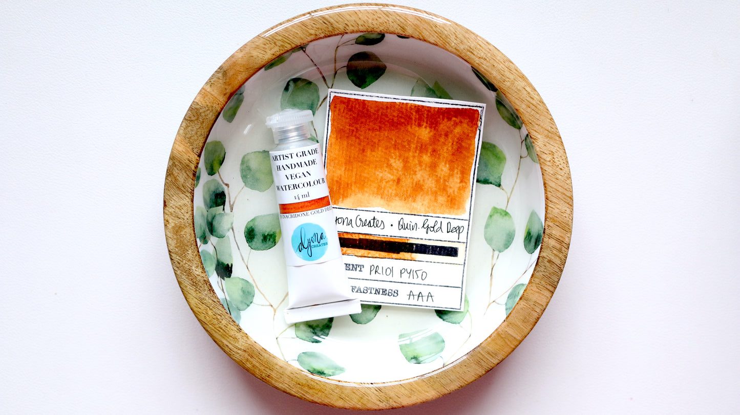 Handmade Watercolour, 14ml Tube, Quinacridone Gold Deep